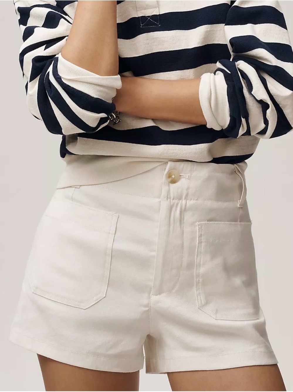 Colette European Linen Stretch High-Rise Shorts Cream 27